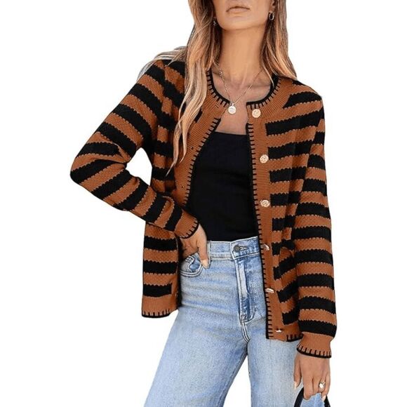 Women's Striped Cardigan Sweater - NWOT - 2XL - Picture 1 of 3